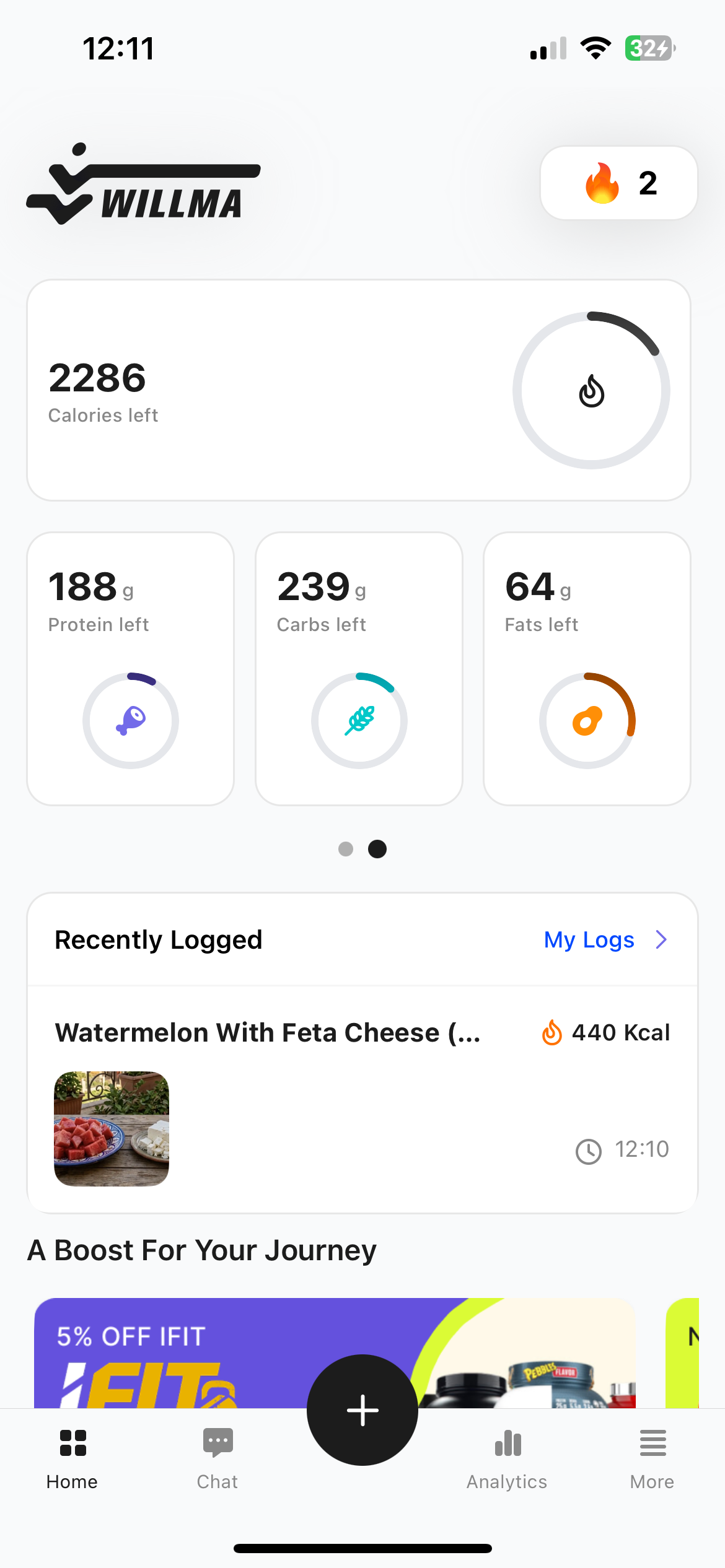 Willma app home screen